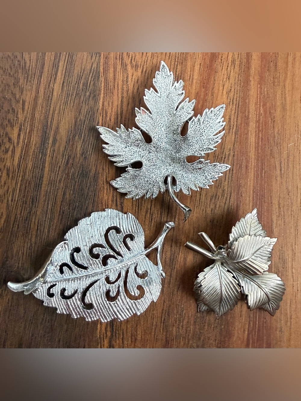 Lot of 3 Vintage Silver Tone Leaf Brooch Pin Gerry’s Lisner Fall Autumn
